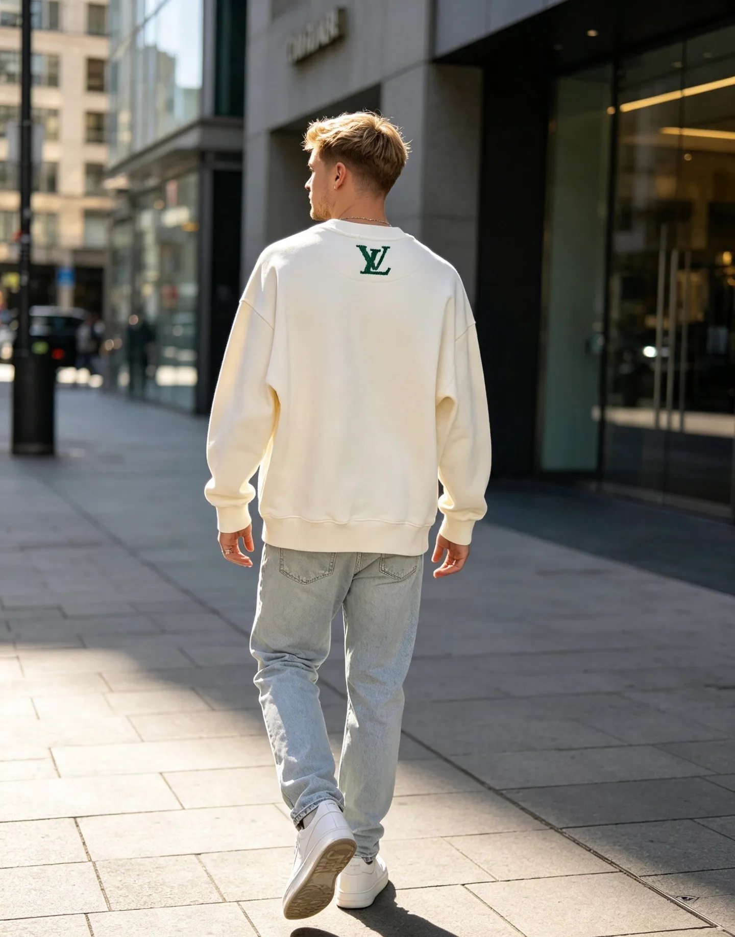 Louis Vuitton/Louis Vuitton woven letter embroidered crew neck sweatshirt